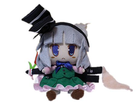 a cute plush of youmu who is sitting down.